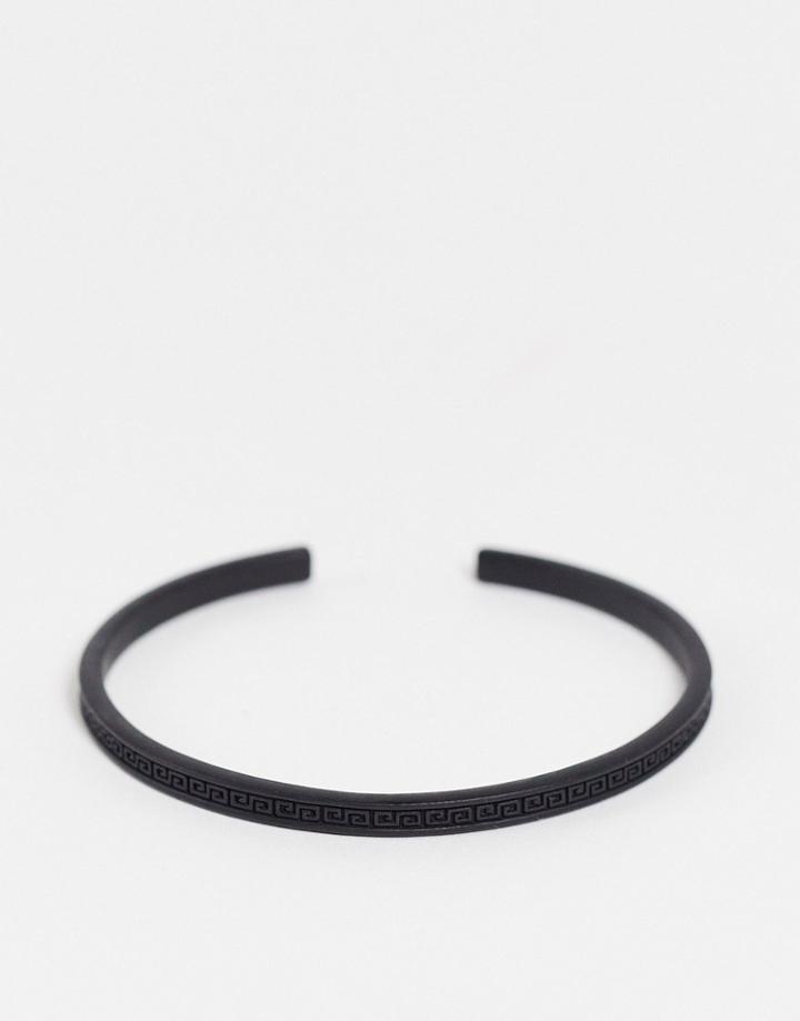 Asos Design Bangle With Greek Wave Design In Black