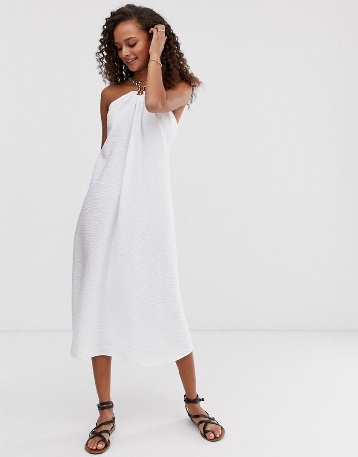 Asos Design Rope Trim Midi Trapeze Sundress-white