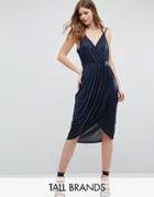 Vero Moda Tall Draped Wrap Front Dress - Navy