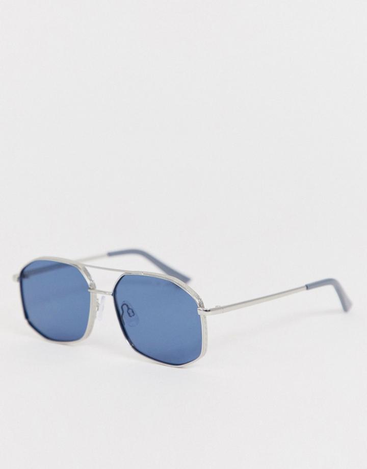 Aj Morgan Hexagonal Sunglasses In Blue