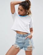 Asos Crop T-shirt With Tipped Detail - Multi