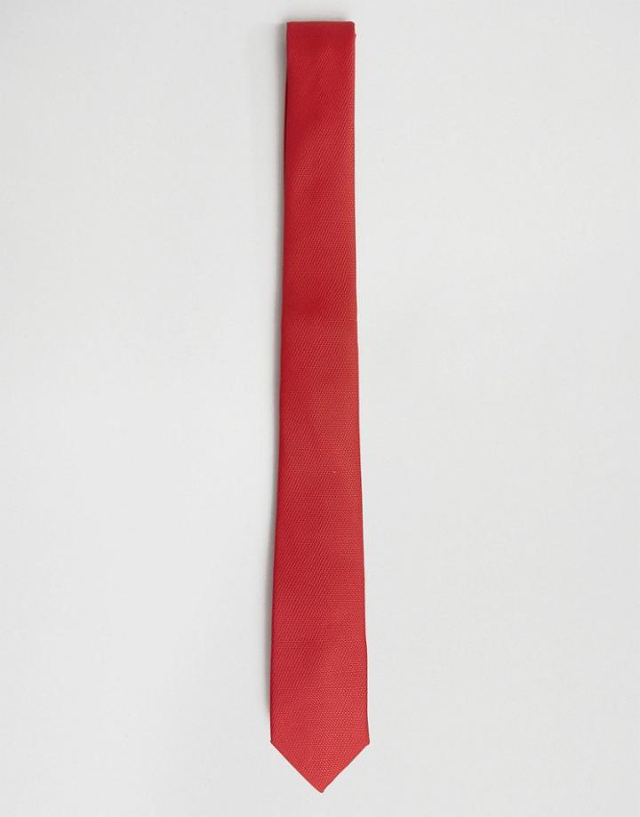 Asos Design Slim Tie In Red - Red