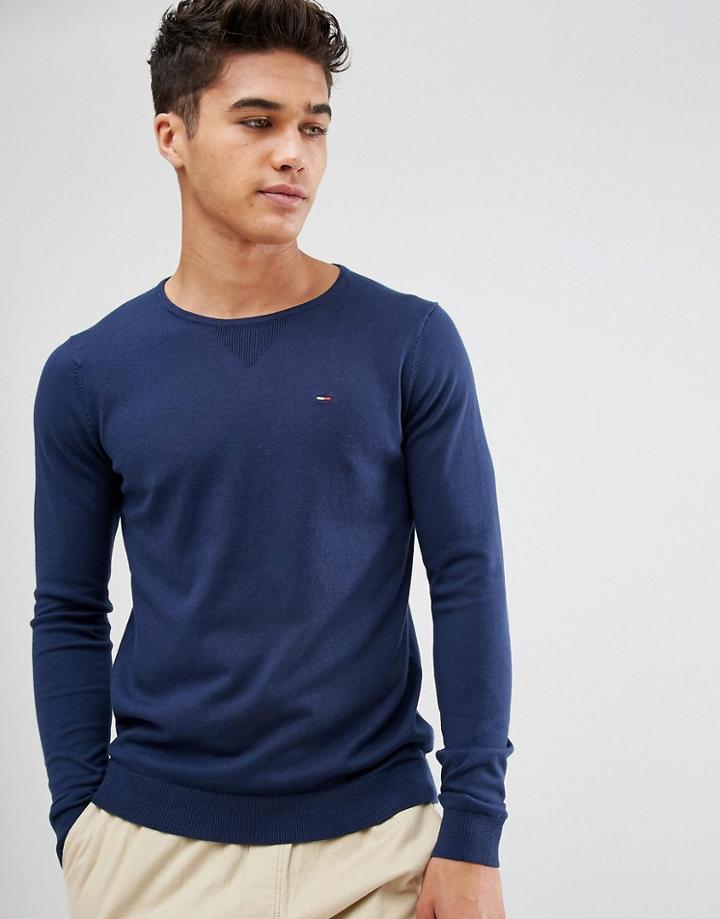 Tommy Hilfiger Denim Sweater With Crew Neck In Navy - Navy