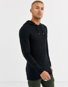 Asos Design Muscle Longline Hoodie In Black