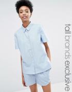 Adpt Tall Short Sleeve Chambray Co-ord Shirt - Blue