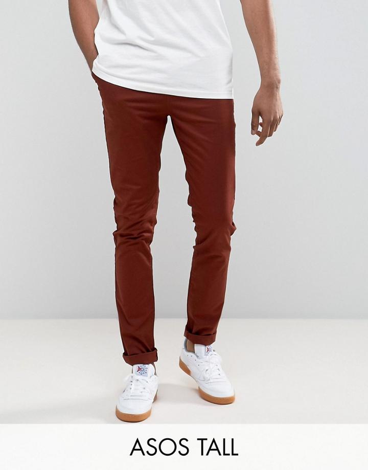 Asos Tall Skinny Chinos In Rust - Brown