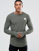 Good For Nothing Long Sleeve T-shirt With Small Logo - Green