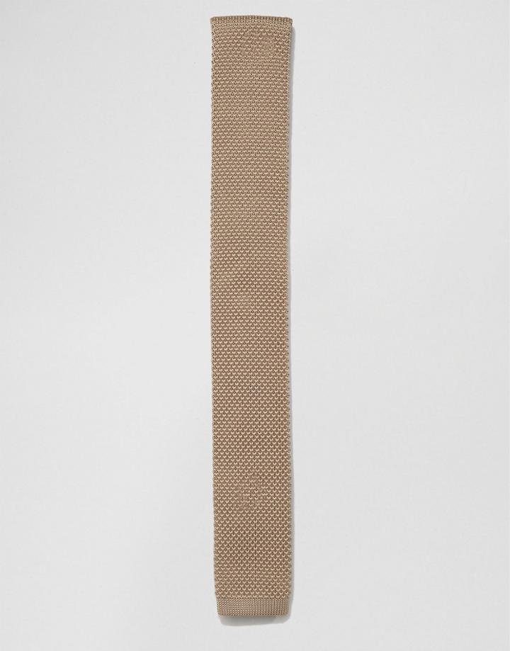 7x Knitted Tie In Stone - Gray