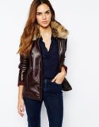 Warehouse 60s Patent Car Coat - Oxblood