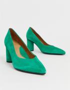 Selected Femme Pointed Pumps With Round Heel-green