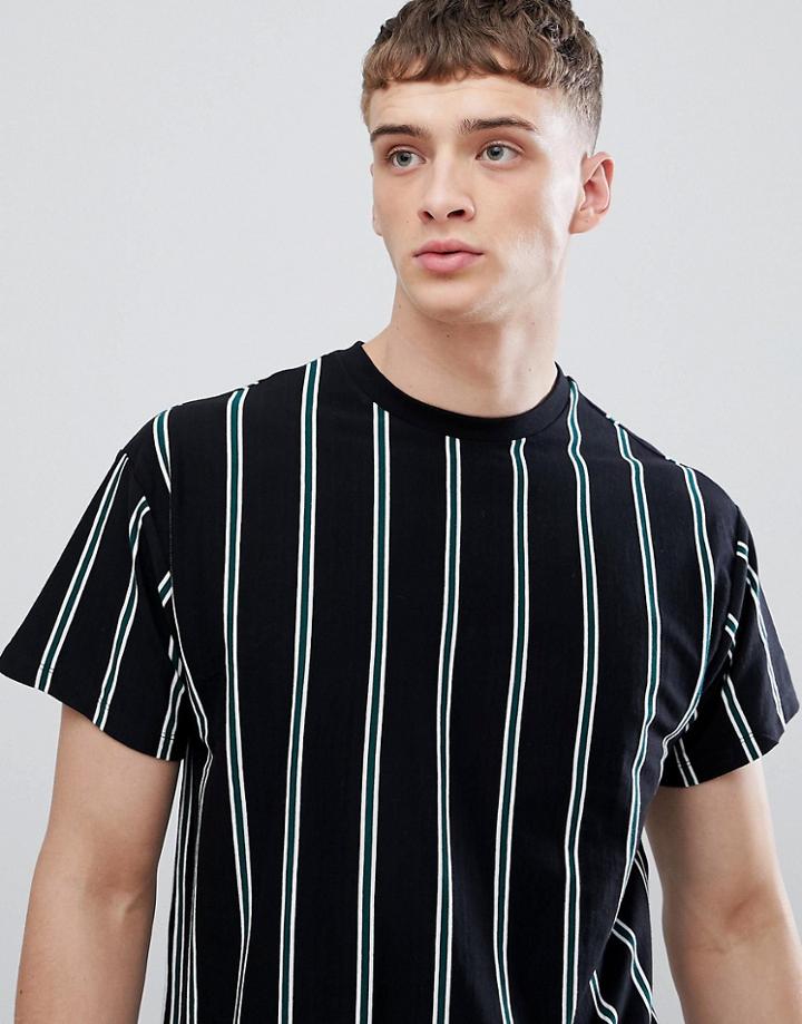 New Look T-shirt With Vertical Stripes In Black - Black