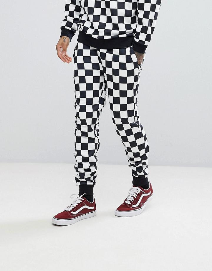 Asos Skinny Jogger In Checkerboard - Black