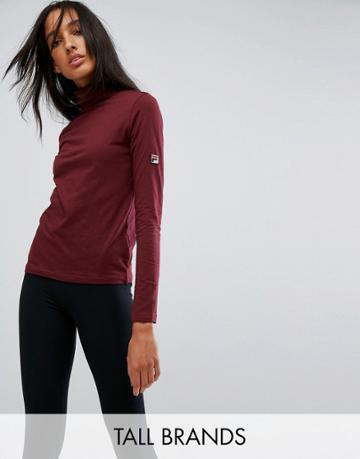 Fila Tall Roll Neck Top With Logo Detail - Red