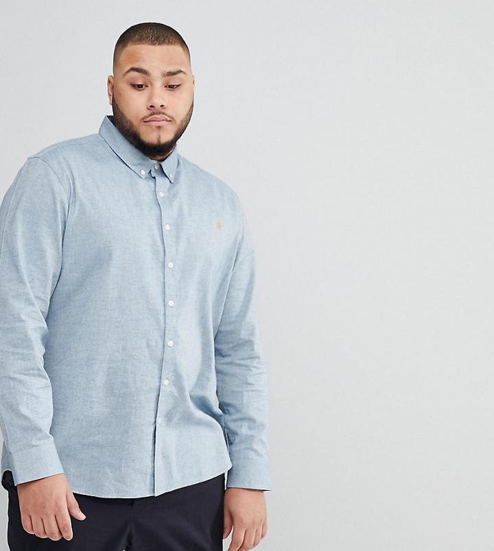 Farah Plus Steen Slim Fit Textured Oxford Shirt In Gray - Gray