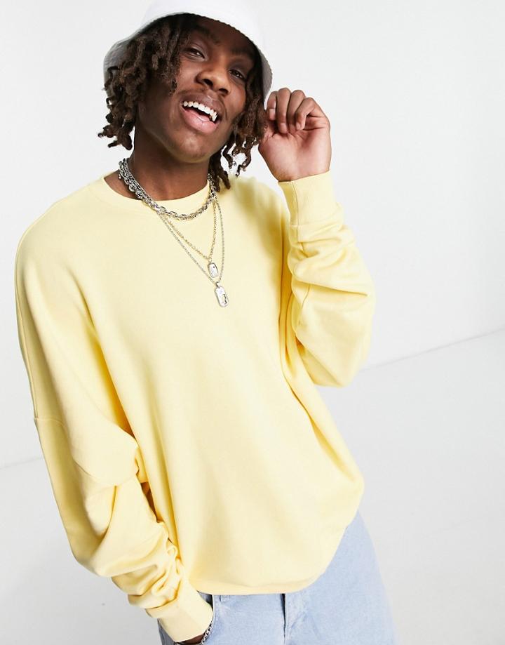 Asos Design Super Oversized Sweatshirt In Yellow