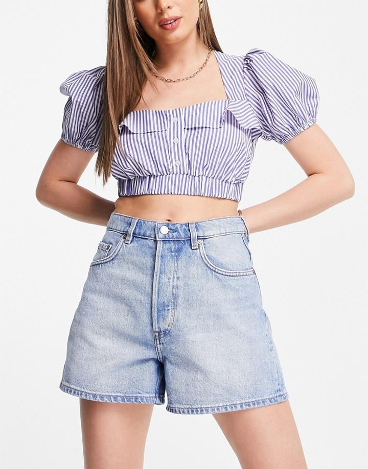 & Other Stories Forever Organic Cotton Denim Shorts In Aqua Blue
