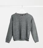 Brave Soul Tall Grunge Crew Neck Sweater In Gray-grey