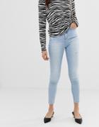 Stradivarius Super High Waisted Skinny Jeans In Light Blue - Blue