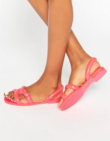 Melissa + Jeremy Scott Tube Coral Pop Flat Sandals - Coral Pop