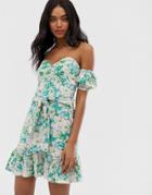 Asos Design Printed Broderie Sundress With Underwire - Multi