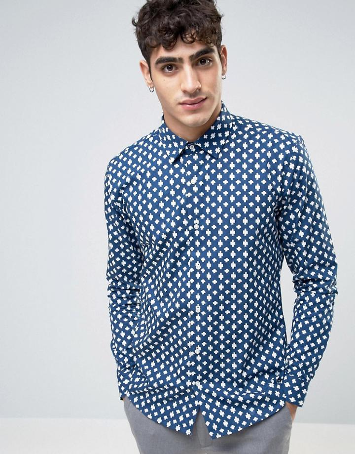 Rudie Indigo Twill Print Shirt - Blue