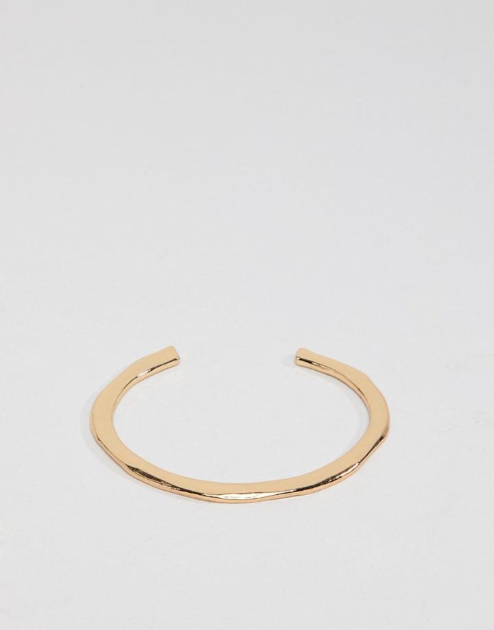 Asos Design Cuff Bracelet With Minimal Detail In Gold - Gold