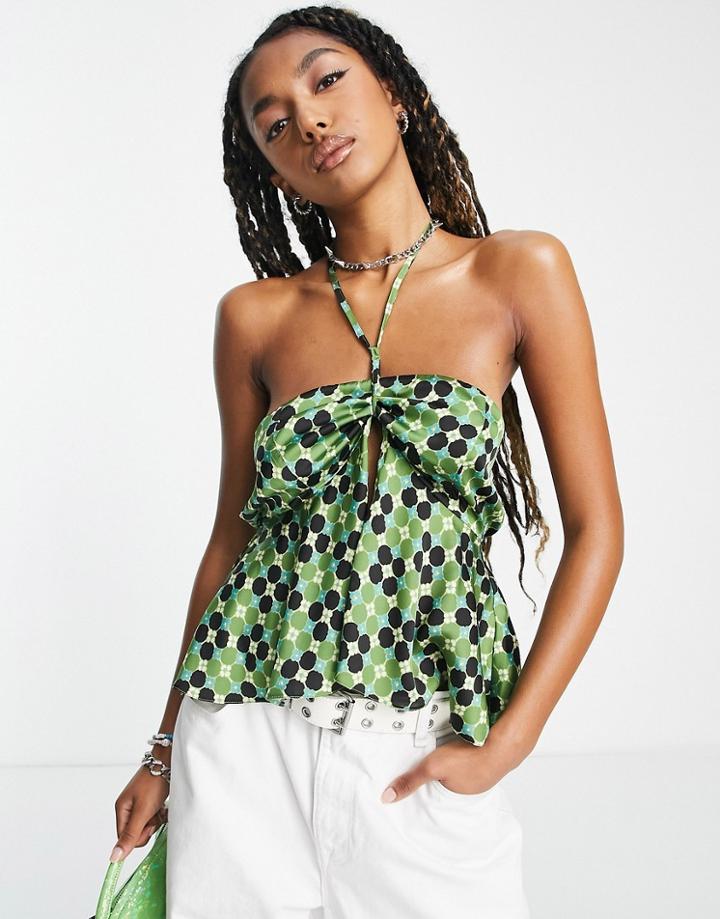 Topshop Geo Swing Cami In Green