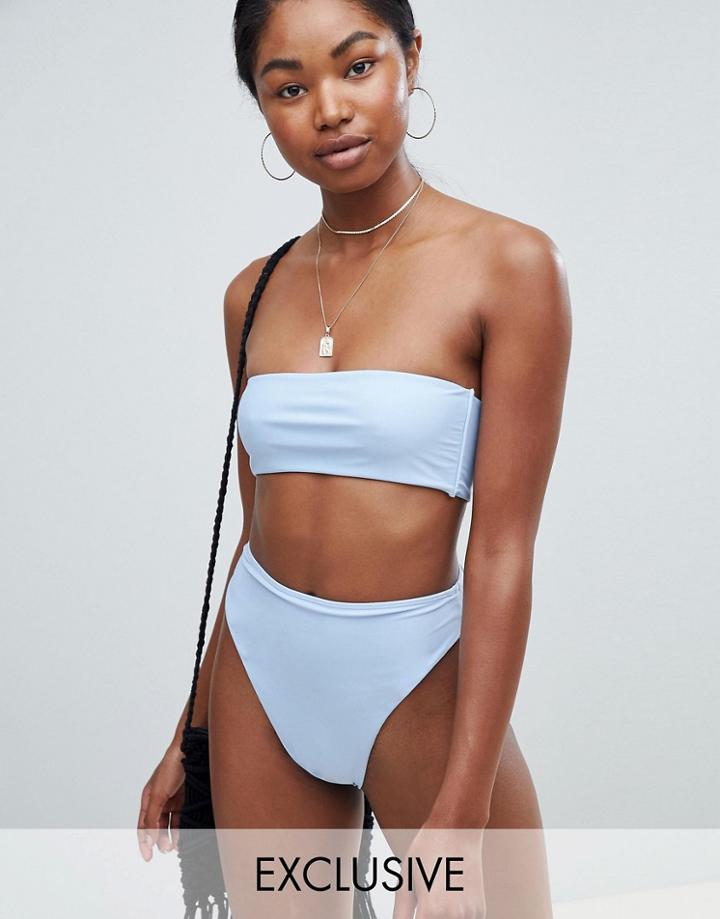 Missguided High Leg Bikini Bottoms - Blue