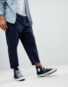 Asos Oversized Tapered Chinos In Navy - Navy