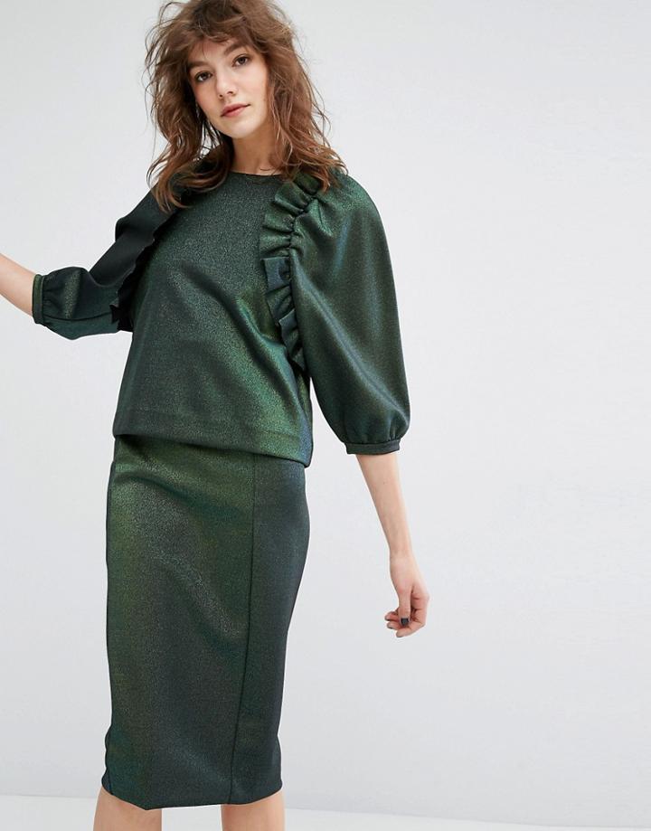 Essentiel Antwerp Moomies Ruffle Top - Green