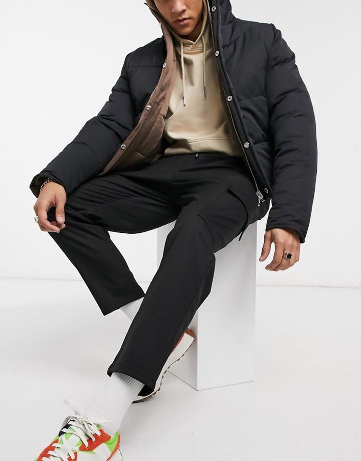 Bershka Smart Cargo Pants In Black