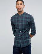 Asos Skinny Flannel Blackwatch Check Shirt In Green - Green