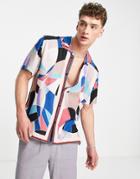 Topman Revere Shirt In Geo Swirl Print-multi