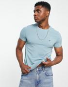 Tommy Hilfiger Icon Logo Stretch Slim Fit T-shirt In Light Blue