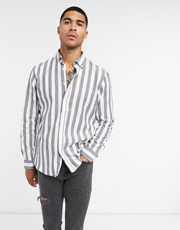 Selected Homme Shirt In White With Wide Stripe