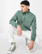 Parlez Prospect Half-zip Sweat In Khaki-green