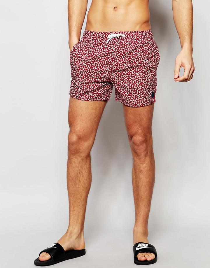 Native Youth Fallen Slower Print Swim Shorts - Red