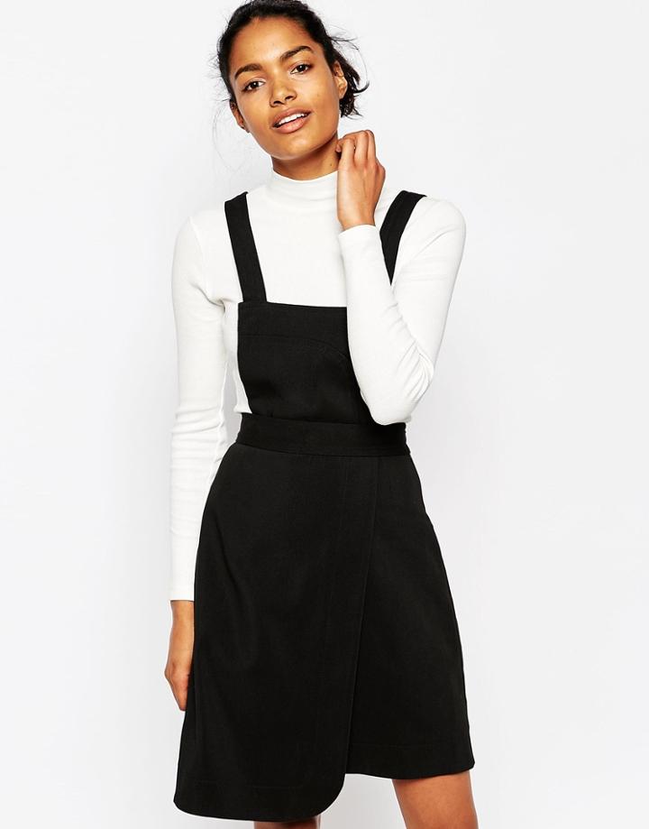 Wood Wood Maria Pinafore Dress With Detatchable Top - Black