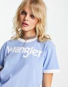 Wrangler Short Sleeve Ringer T-shirt In Della Robia Blue