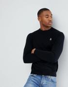 Psycho Bunny Crew Sweater Cotton Knit In Black - Black