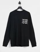 Asos Daysocial Oversized Long Sleeve T-shirt In Black With Logo
