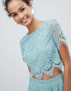 New Look Lace Crop Co-ord Top - Green