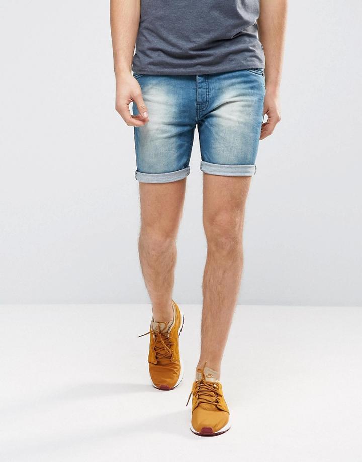 Brave Soul Skinny Denim Shorts - Blue