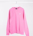 Nike Tall Club Crew Neck Sweat In Hot Pink