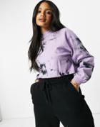 Asos Design Cropped T-shirt In Purple Tie Dye