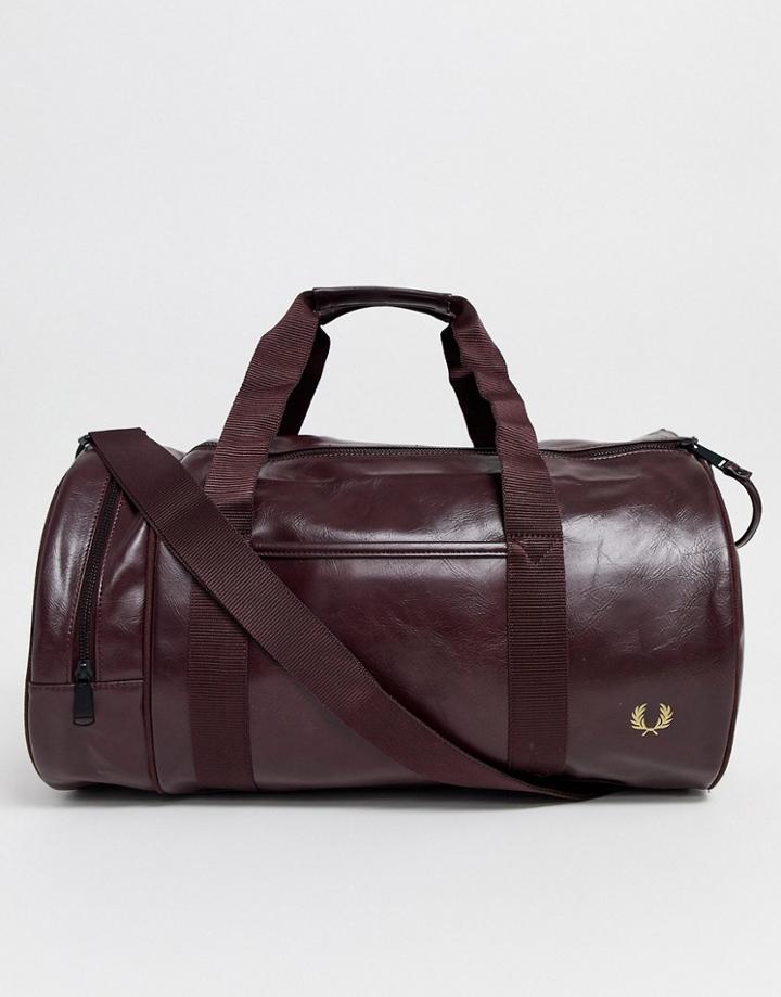 Fred Perry Classic Barrel Bag In Burgundy