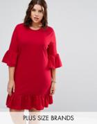 Alice & You Extreme Frill Sleeve And Hem Shift Dress - Red