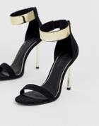 Asos Design Hydroid Barely There Heeled Sandals-black