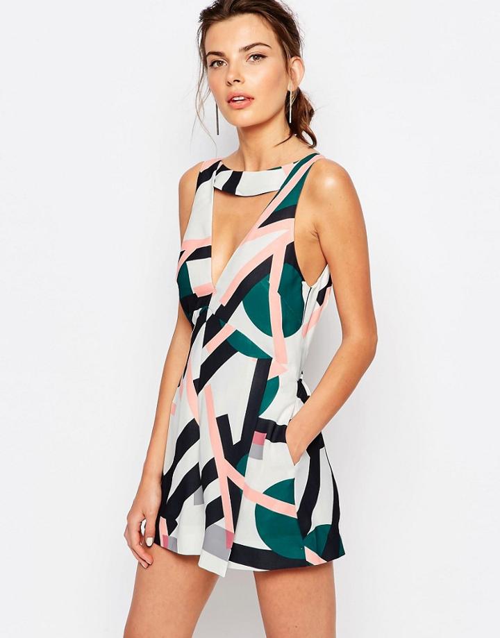 C/meo Collective All Cried Out Romper In Print - Multi