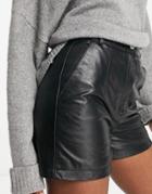 Barney's Originals Real Leather Shorts-black